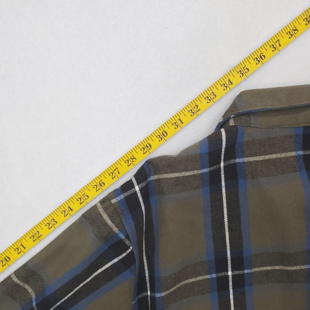 RVCA Shirt Jacket Mens Large Green Blue Plaid Lined Flannel Shacket Button Front - Picture 11 of 12